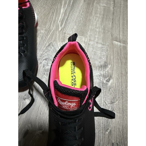 Rawlings OOOLFLO Girls Cleats Size 2.5 D Black & Pink Excellent Condition - Picture 8 of 8